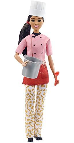 Barbie Pasta Chef Brunette Doll (12-In/30.40-cm) with Colorful Chef Top - sctoyswholesale