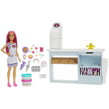 Load image into Gallery viewer, Barbie Bakery Playset with 12 in Petite Doll, Pink Hair, Bakery Station, Cake Making Feature, 20+ Realistic Play Pieces: 2 Dough containers, Cake Piping Stamper, Decorations, Toppers &amp; More - sctoyswholesale
