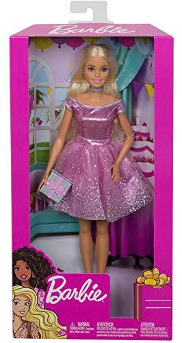 Barbie Happy Birthday Doll, Blonde, Wearing Shimmery Pink Party Dress with Gift - sctoyswholesale