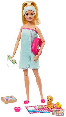 Barbie Spa Doll, Blonde, Including Neck Pillow, Rubber Duck and Cucumber Eye Masks - sctoyswholesale