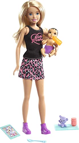 Barbie Skipper Babysitters Inc. Doll & Accessories Set with 9-in Blonde Doll, Baby Doll & 4 Storytelling Pieces for 3 to 7 Year Olds - sctoyswholesale