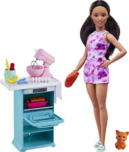 Load image into Gallery viewer, Barbie Doll &amp; Kitchen Playset Doll (~10.5 in Brunette, Petite), Oven, Spinning Mixer, Pet Kitten &amp; Baking Accessories, Gift for 3 to 7 Year Olds - sctoyswholesale
