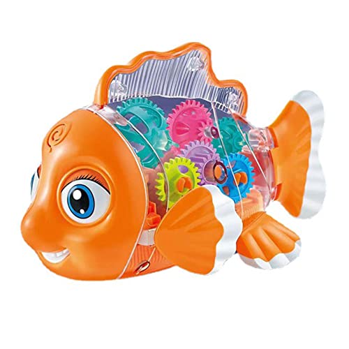 Transparent Gear Fish Portable Musical Cartoon Fish Toy Universal Walking Light Toy - sctoyswholesale