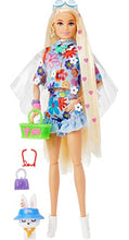 Load image into Gallery viewer, Barbie Extra Doll #12 in Floral 2-Piece Fashion &amp; Accessories, with Pet Bunny, Extra-Long Blonde Hair with Heart Icons &amp; Flexible Joints - sctoyswholesale
