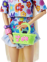 Load image into Gallery viewer, Barbie Extra Doll #12 in Floral 2-Piece Fashion &amp; Accessories, with Pet Bunny, Extra-Long Blonde Hair with Heart Icons &amp; Flexible Joints - sctoyswholesale
