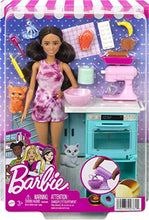 Load image into Gallery viewer, Barbie Doll &amp; Kitchen Playset Doll (~10.5 in Brunette, Petite), Oven, Spinning Mixer, Pet Kitten &amp; Baking Accessories, Gift for 3 to 7 Year Olds - sctoyswholesale
