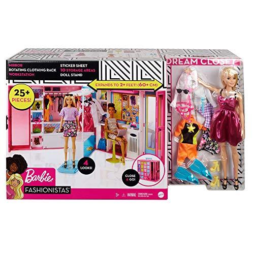 Barbie Dream Closet with Blonde Doll & 25+ Pieces, Toy Closet Expands to 2+ ft / 60+ cm Wide & Features 10+ Storage Areas, Full-Length Mirror, Customizable Desk Space and Rotating Clothes Rack - sctoyswholesale