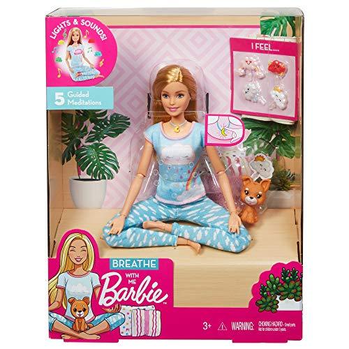 Barbie Breathe with Me Meditation Doll, Blonde, with 5 Lights & Guided Meditation Exercises, Puppy and 4 Emoji Accessories - sctoyswholesale