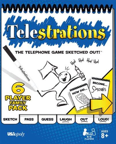 USAOPOLY Telestrations Original 6 Player | Family Board Game | A Fun Family Game for Kids and Adults | Family Game Night Just Got Better | The Telephone Game Sketched Out - sctoyswholesale