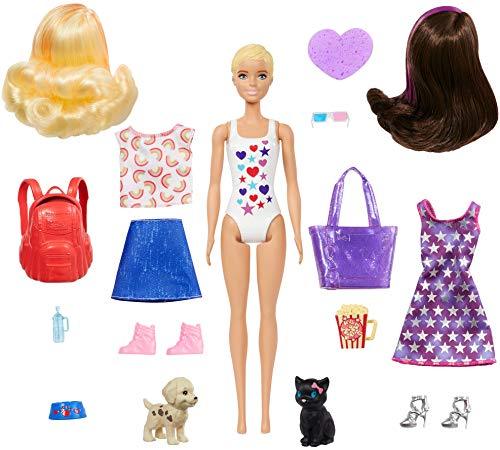 Barbie Color Reveal Doll Set with 25 Surprises Including 2 Pets & Day-to-Night Transformation: 15 Mystery Bags Contain Doll Clothes & Accessories for 2 Looks; Water Reveals Look of Metallic Doll - sctoyswholesale