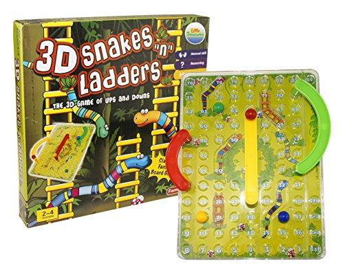 Little Treasures 3D Snakes N Ladders Kids Classic Board Game Family Night Fun Cooler Newer Look Then The Original Version Compare to Chutes and Ladders - sctoyswholesale