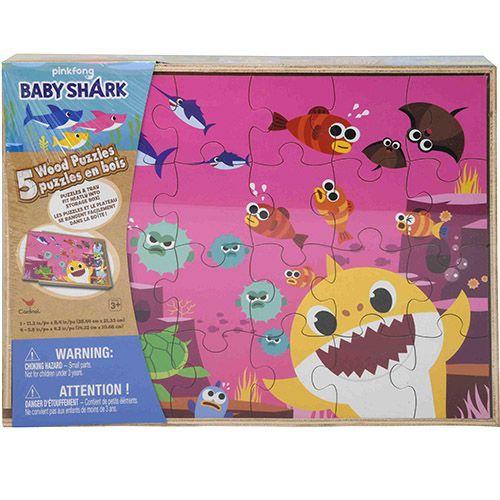 pinkfong Baby Shark 5 Wood Puzzles - sctoyswholesale