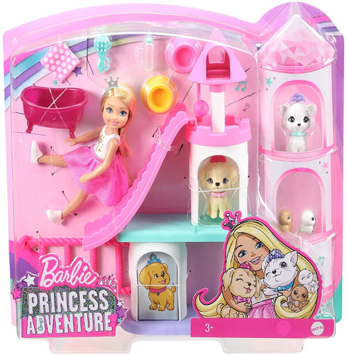 Barbie Princess Adventure Chelsea Pet Castle Playset, with Blonde Chelsea Doll (6-inch), 4 Pets and Accessories - sctoyswholesale