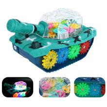 Load image into Gallery viewer, Electric Transparent Gear Tank Toy Mechanical Battery Operated Race Car New Large Electric Armored Car With Brilliant LED Light - sctoyswholesale

