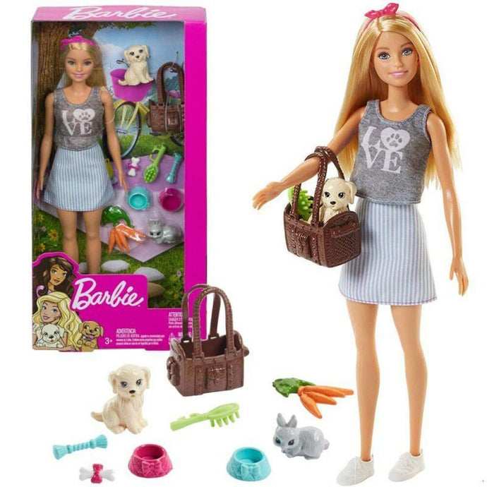 Barbie Animal Lovers Playset Puppy and Bunny Doll Mattel CHOP - sctoyswholesale